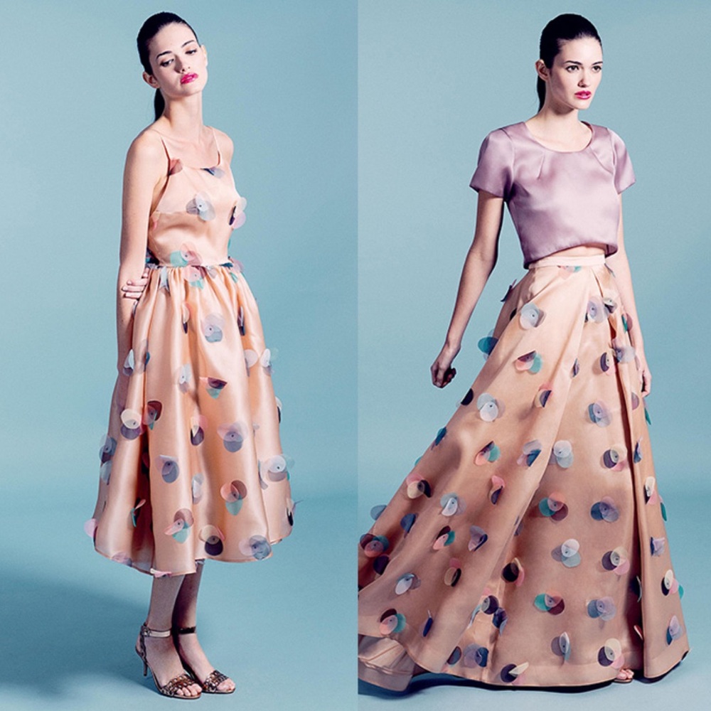 Rachel Antonoff Peach Dress 3D Petal Floral Sheer Pastel Designer 2015 Line 8